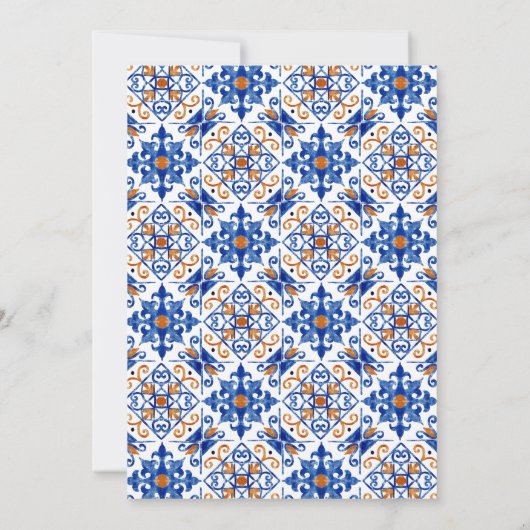 Waterverf Blauwe en Gele Citroenen Lijst Bruiloft Kaart (Achterkant)