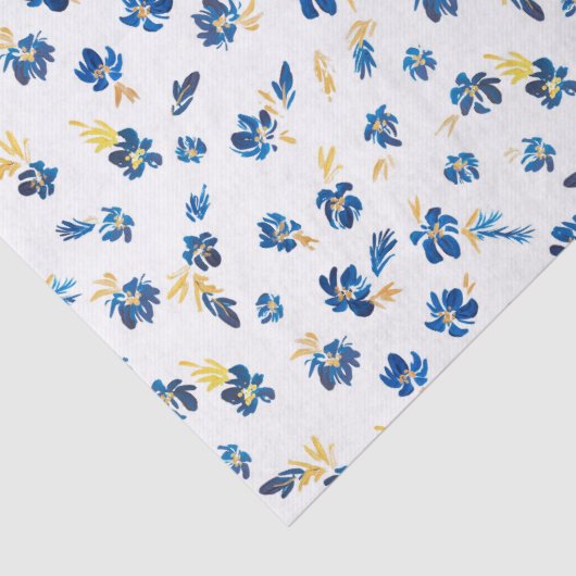 Waterverf blauwe en goudbloem tissuepapier (Detail)