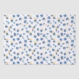 Waterverf blauwe en goudbloem tissuepapier