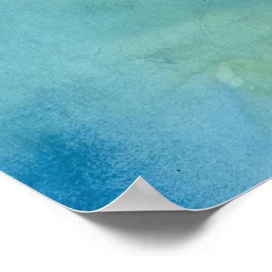 Waterverf blauwe en groene marmer poster (Hoek)