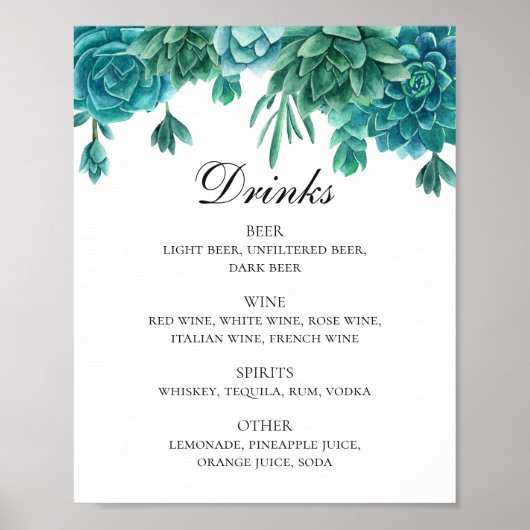 Waterverf blauwe en groene sappige drink poster (Voorkant)