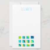 waterverf blauwe en groene vierkanten briefpapier (Voorkant)