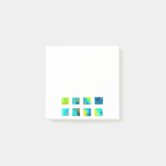 waterverf blauwe en groene vierkanten post-it® notes (Voorkant)