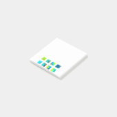 waterverf blauwe en groene vierkanten post-it® notes (Schuin)