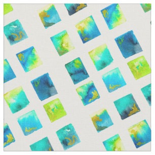 waterverf blauwe en groene vierkanten stof