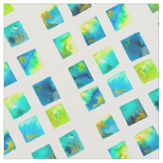 waterverf blauwe en groene vierkanten stof