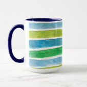 Waterverf Blauwe en groene Zee Stripes Mok (Links)