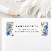 Waterverf Blauwe en Paarse Bloemen Adreslabel Etiket (Insitu)