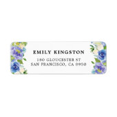 Waterverf Blauwe en Paarse Bloemen Adreslabel Etiket (Voorkant)