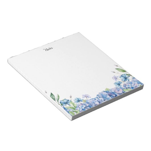Waterverf Blauwe en Paarse Hortensia's Gepersonali Notitieblok (Schuin)