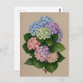 Waterverf Blauwe en Paarse Hydrangea Flower Briefkaart (Voorkant / Achterkant)