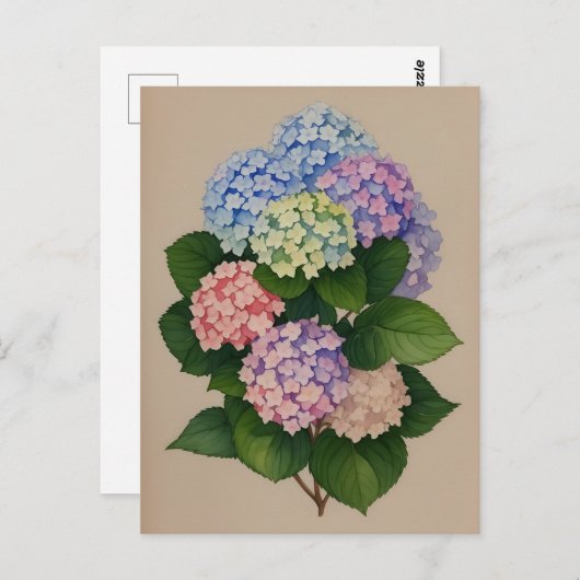 Waterverf Blauwe en Paarse Hydrangea Flower Briefkaart (Voorkant / Achterkant)