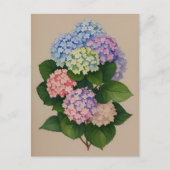 Waterverf Blauwe en Paarse Hydrangea Flower Briefkaart (Voorkant)