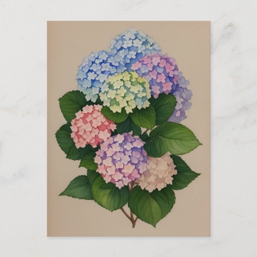 Waterverf Blauwe en Paarse Hydrangea Flower Briefkaart (Voorkant)