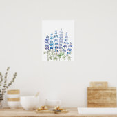 waterverf blauwe en paarse lupine bloemen poster (Keuken)