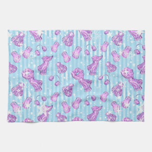 Waterverf Blauwe en Paarse Mooie Winter Accessoire Theedoek