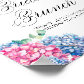 Waterverf Blauwe en Roze Hydrangeas Bruids Brunch Poster (Hoek)