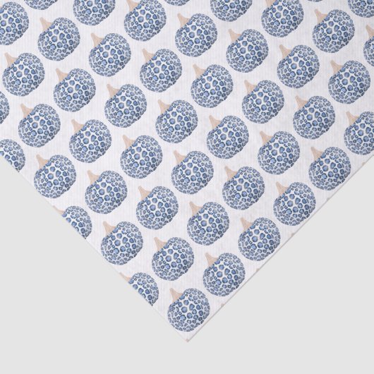 Waterverf Blauwe en Witte Dierenprint Pompoenen Tissuepapier (Detail)
