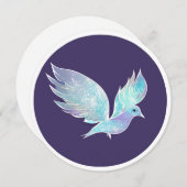 Waterverf blauwe en witte dove feestdagenkaart (Voorkant / Achterkant)