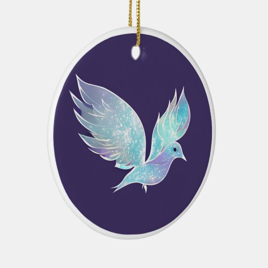 Waterverf blauwe en witte dove keramisch ornament (Rechts)