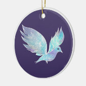 Waterverf blauwe en witte dove keramisch ornament (Links)