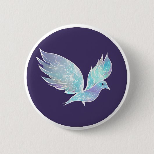 Waterverf blauwe en witte dove ronde button 5,7 cm (Voorkant)