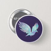 Waterverf blauwe en witte dove ronde button 5,7 cm (Voorkant /achterkant)