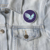 Waterverf blauwe en witte dove ronde button 5,7 cm (In situ)