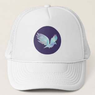 Waterverf blauwe en witte dove trucker pet