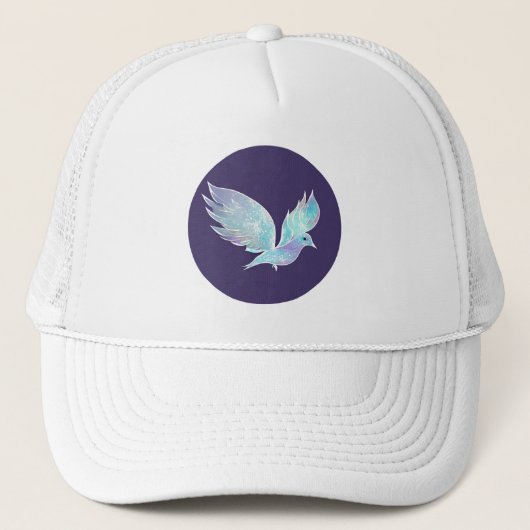 Waterverf blauwe en witte dove trucker pet (Voorkant)