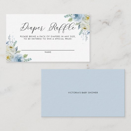 Waterverf Blauwe en witte Floral Doorder Raffle Ka Plaatskaartje (Voorkant / Achterkant)