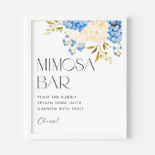 Waterverf Blauwe en Witte Hortensia's Mimosa Bar Poster