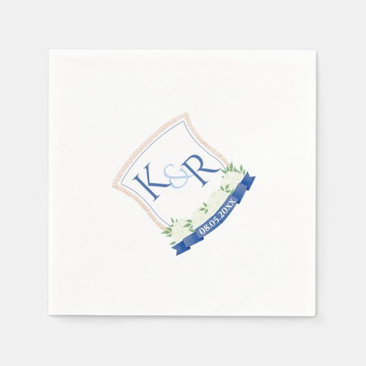 Waterverf Blauwe en witte kuststrook Servet (Voorkant)