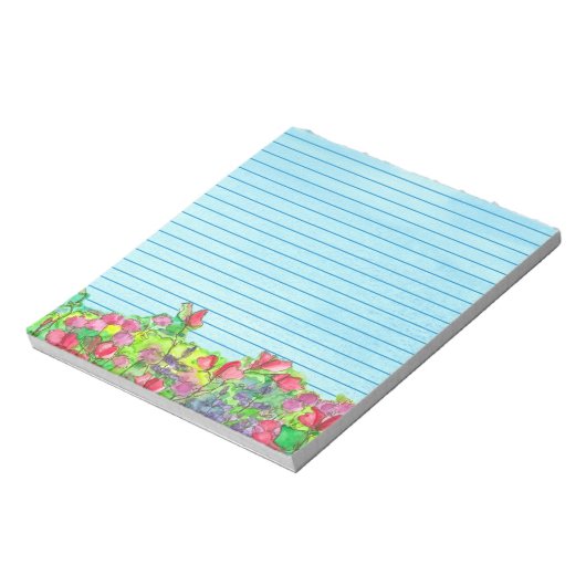 Waterverf Blauwe erwt Notitieblok (Linkerzijde)