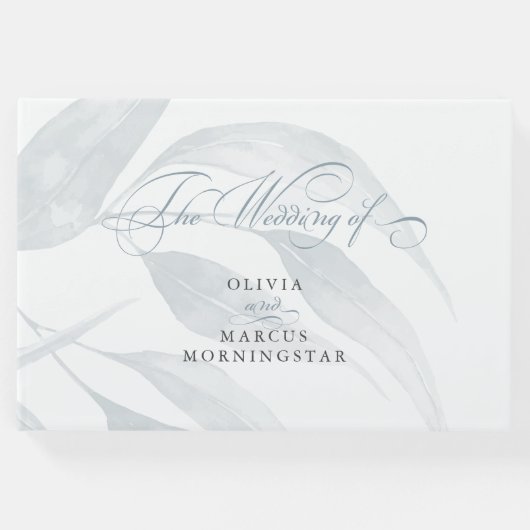 Waterverf Blauwe Eucalyptusbladeren Gastenboek (Voorkant)