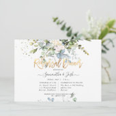 Waterverf Blauwe Eucalyptusrepetitie Diner Kaart (Staand voorkant)