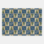 Waterverf Blauwe feestdag voor feestelijke kerstbo Inpakpapier Vel (Voorkant 3)