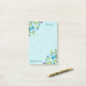 Waterverf Blauwe Floral Aangepaste Notities Post-it® Notes (Op bureau)