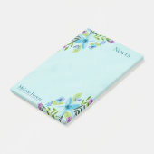 Waterverf Blauwe Floral Aangepaste Notities Post-it® Notes (Schuin)