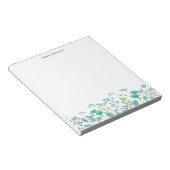  Waterverf Blauwe Floral Grens Gepersonaliseerd Notitieblok (Schuin)