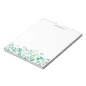  Waterverf Blauwe Floral Grens Gepersonaliseerd Notitieblok (Linkerzijde)