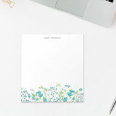 Waterverf Blauwe Floral Grens Gepersonaliseerd Notitieblok