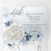 Waterverf Blauwe Floral in één keer Drieluik Uitnodiging (Binnenzijde eerst)