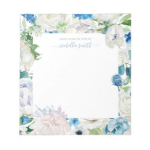 Waterverf Blauwe Floral White Rose 