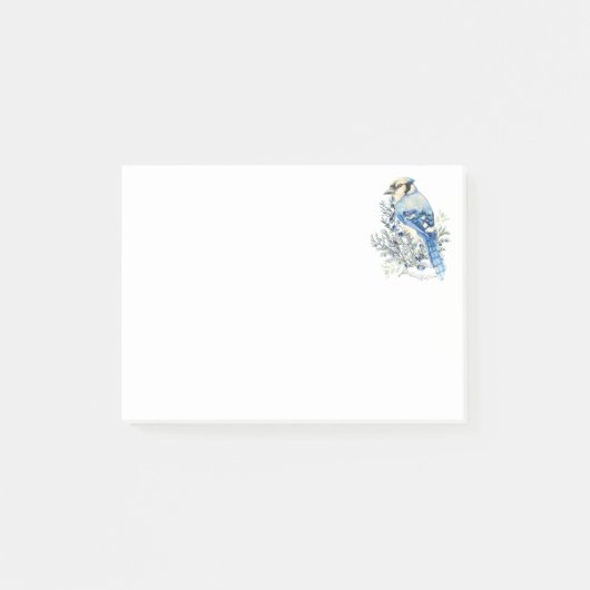 Waterverf Blauwe Gaai Vogel Blauwe Bosbessen Lande Post-it® Notes (Voorkant)