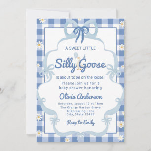 waterverf blauwe Gekke Gans Gingham lint meisje Kaart