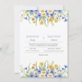 Waterverf Blauwe Gele Wildbloemen Uitnodigingen (Voorkant)