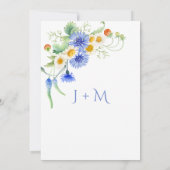 Waterverf Blauwe Gele Wildbloemen Uitnodigingen (Achterkant)