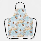 Waterverf Blauwe Geruite Kerstkoekjes & Pudding Schort (Voorkant)