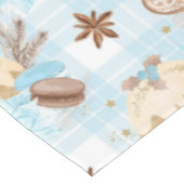 Waterverf Blauwe Geruite Kerstkoekjes & Pudding Tafelkleed (Gekanteld)